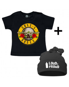 baby gavesett Guns n' Roses t-skjort baby-baby & Loud & Proud lue